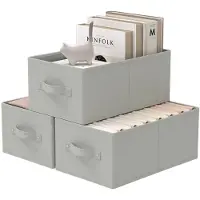 Merkloos Aufbewahrungsboxen Set von 3 - Aufbewahrungskörbe - Aufbewahrungskuben mit Griffen - Vlies - 33 x 23 x 14 cm - Faltbar - Nachhaltig