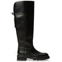 Twinset für Damen. 262TGT140 Hohe Lederstiefel mit schwarzem Riemen (36), 3 bis 5 cm, Keine, Lässig