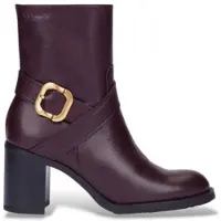 Wonders für Damen. I-9222 Leder-Stiefeletten Alice weinrot (40), 3 bis 5 cm, Reißverschluss, Lässig, Kastanienbraun