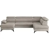 Cotta Wohnlandschaft "Hudson U-Form, B: 324 cm", grau (elephant), B:324cm T:207cm, Sofas, Wohnlandschaft, mit Kopfteilverstellung, optional Schlaffunktion & Bettkasten