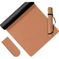 Relaxdays Yogamatte, 5 mm dick, 68 x 183 cm, mit Tragegurt, rutschfest, PU, Sportmatte Yoga, Pilates, Fitness, braun