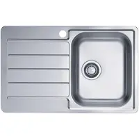 VBChome Edelstahlspüle 79 x 50 cm Leinenstruktur Einbauspüle Spülbecken mit Hahnloch Abtropffläche Links Ablaufgarnitur Camping Küchenspüle