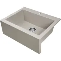 Laveo BADLAND Spülbecken Granitspüle Einzelbecken Komodo I 49x58 Beige | Siphon im SET!