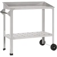Syfax Umtopftisch mit Rädern 96 x 50 x 89 cm Edelstahl Silber