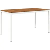 Syfax Gartenbar-Tisch Natur und Weiß 196 x 100,5 x 105 cm
