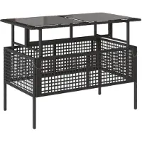 vidaXL 4-tlg. Garten-Sofagarnitur mit Kissen Schwarz Poly Rattan Glas