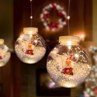 HomeShopXL LED-Lichtervorhang – Schneekugel mit Weihnachtsmann – 2,7 x 0,75 m – 110 warmweiße LEDs – IP44