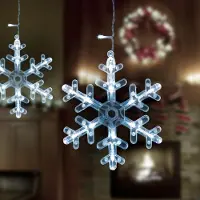 HomeShopXL LED-Lichtervorhang – Schneeflockenmotiv – 3 x 0,75 m – 224 kaltweiße LEDs – IP44