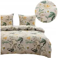 Cotton World Baumwolle world Bettwäsche-Set 160x200 Floral Meadow 3D