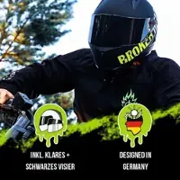Broken Head BeProud Gelb Motorradhelm + Schwarzes Visier (Größe XS, S) S (55-56 cm)