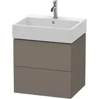 Duravit L-Cube Waschtischunterbau wandhängend, 2 Schubkästen, 584x544x459mm, LC627509090, Farbe: Flannel Grey Seidenmatt Lack