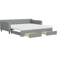 vidaXL Tagesbett Ausziehbar mit Schubladen Hellgrau 100x200 cm Stoff