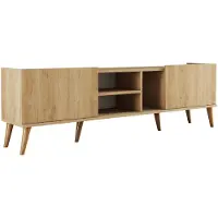 Skye Decor , Hochwertiger TV-Ständer, Eiche, 180 x 52 x 34 cm | 100% melaminbeschichtete Spanplatte, 18 mm dick | Mit Holzbeinen, Wandmontage möglich, Skandinavisches Design.