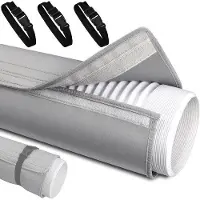 OEM Isolationshülle für Mobilairklimaanlage-Schlauch - 150x53 cm - Mit 4 Elastischen Bändern - Wärmeabführend und Energieeffizient - Grau