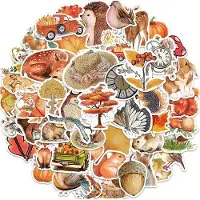 OEM Herbststicker - PVC-Sticker - Wasserfest - 3-6 cm - 50 Stück - Baum, Pflanze, Eichenblatt, Kürbis