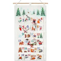 Merkloos Inovra Adventskalender, wiederverwendbar – Wintertiere-Motiv – 24 Fächer – DIY-Adventskalender zum Selbstbefüllen – Hochwertiges Material – Geeignet für alle Altersgruppen