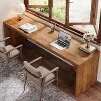 OEM Alte Computerarbeitsplatte – Arbeitsplatte für zwei Personen – Konferenztisch – Brauner Tisch – Lang und breit 180 x 59 cm – Stabiler Holz-Metallrahmen