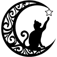 OEM Kat Muurdecoratie in Metaal, Kat op de Maan Thema, Voor Kat Liefhebbers, Geschikt voor Woonkamer, Slaapkamer en Tuin