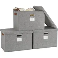Merkloos Aufbewahrungsboxen mit Deckel, Set von 3 Faltbaren Stoffboxen