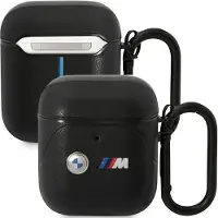 BMW BMA222PVTK AirPods 1/2 Abdeckung, schwarz/schwarzes Leder, gebogene Linie