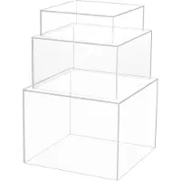 Merkloos Display-Erhöhungen, 3er-Pack – Transparente Acryl-Boxen – Stapelbare Erhöhungen – Quadratische Display-Kästen – Dekorative Erhöhungen – Langlebig und praktisch