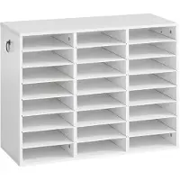 Vevor Dokumentenablage Holz Schreibtisch Organizer mit 24 Fächern Weiß, Ablagefach für Standard-A4-Dokumente Akten & Papiere, mit Verstellbaren Einlegböden für Büro, Zuhause & Klassenzimmer, MDF
