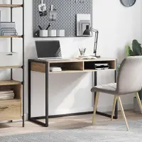 Merkloos Industrieller Schreibtisch aus Holz und Stahl für den Homeoffice-Bereich