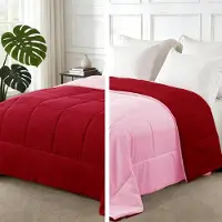 Merkloos Solidchoice – Reversibles Bettdecke im King-Format aus Mikrofaser, Rot/Rosa, 220 x 230 cm