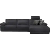 KAWOLA Sofa LOLA Ecksofa XL Leder schwarz mit motorischer Relaxfunktion Recamiere rechts