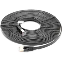 VHBW Netzwerkkabel LAN Kabel Patchkabel Cat7, 8 m Schwarz, Flach
