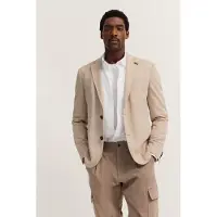 Bugatti Sakko "Modern Fit", Herren, Gr. 50, beige (30, beige), 37% Polyester, 37% Viskose, 15% Wolle, 8% Polyamid, 3% Elasthan, unifarben, normal, Manschette, Sakkos Sakko, Jersey Stretch mit Taschen