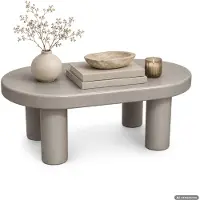 Akord Ovaler Couchtisch MATE 85 cm Grau mit vier zylindrischen Beinen