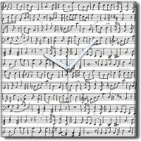 Coloray Uhr auf Leinwand 30x30 cm Wand Uhr Dekoration Wohnzimmer Segeltuch weiße Zeiger -Musikanmerkungen Instrument