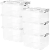 Merkloos Solidchoice – Set aus 6 Kunststoff-Aufbewahrungsboxen mit Deckel, 26 x 20 x 15 cm, stapelbare Boxen