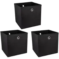 Merkloos Omgoods – Set aus 3 zusammenklappbaren Aufbewahrungsboxen, 30 x 30 x 30 cm, Schwarz