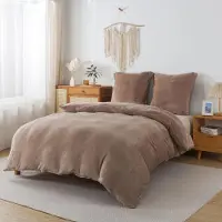 Sonstiges Bettwäsche Set 240x220 cm Kaffeebraun 3-teilig Flanell Warm Flauschig