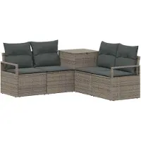 Syfax Sofa Set 5 stk. Grau und Dunkelgrau Polyrattan und Stahl