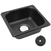 Merkloos Elzusha - Camping-Spüle - Edelstahl - Schwarz, verzinkt - Geeignet für Wohnmobile/Yachten - Abmessungen: 176x162x65mm - Inklusive Ablauf/Dichtung - Spüle