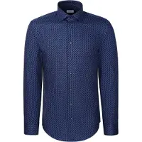 Seidensticker Businesshemd "Schwarze Rose", Herren, Gr. L (41), normale Ärmellängen, blau, 100% Baumwolle, bedruckt, tailored fit, 2-Knopf-Manschette, Hemden Businesshemd, Shaped 1/1 Kentkragen Druck