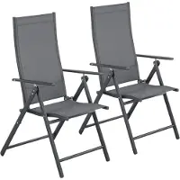 StarTech.com 2er Set Gartenstühle - Klappbare Campingstühle - 7-fach Verstellbar - Ergonomisches Design - Teslin Gewebe - Wasserdicht - Metallrahmen - Mit Armlehnen - Grau