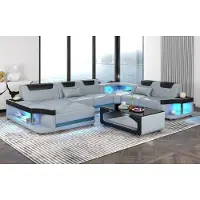 AEA Ecksofas U-Form Modernes Polster Wohnzimmer Möbel Ecksofa Ledersofa Design Sofa