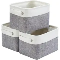 Merkloos Omgoods – Set aus 3 zusammenklappbaren Aufbewahrungsboxen aus Canvas mit Tragegriffen