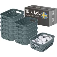 Smartstore Aufbewahrungskorb mit Griffen in Grau 10x 1,6L (20,5x14,5x7,5cm) | Kö