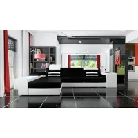 AEA Ecksofa Couch Sofa Ledersofa Wohnlandschaft Beleuchtung & Minibar Braun Beige