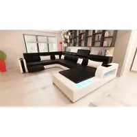 AEA Design Ecksofa Ledersofa Polster Couch Sofa Garnitur U-Form Beleuchtet Garnitur