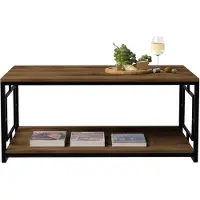 Skye Decor , Kelvin- Kelvin ZNA, Nussbaumfarbe,Schwarz, Couchtische, 50x120x60 cm, 100% Melaminbeschichtete Partikelplatte