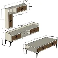 Skye Decor , Samba - Walnut, Wohnzimmermöbel-Set, Nussbaum, 100 % MELAMINBESCHICHTETE SPANPLATTEN, 180 x 35 x 52 cm
