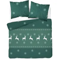 Detexpol Bettwäsche, Flanellbettwäsche, warm, für den Winter 140x200 5621b Weihnachtsgrün