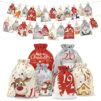 Sonstiges Adventskalender Säckchen zum Selbstbefüllen 24er Set 2024 2 Größen Stoffbeutel Tüten Weihnachtskalender für Kinder Erwachsene