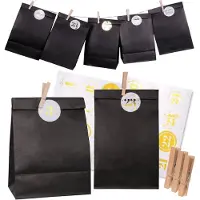 Sonstiges Adventskalender Befüllen Papiertüten Schwarz Zahlenaufkleber Holzklammern DIY